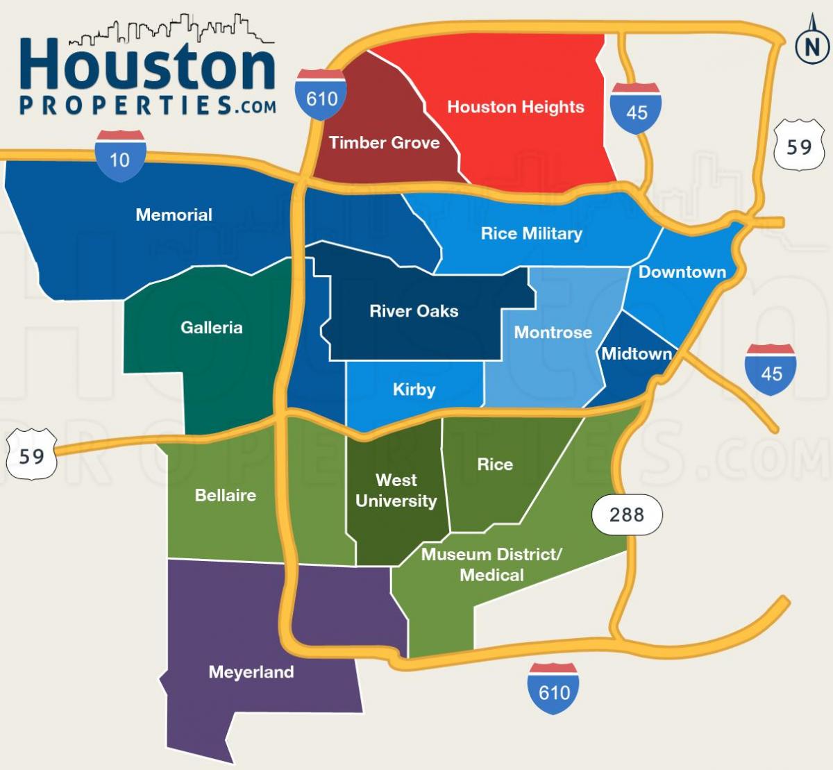 Houston texas žemėlapyje