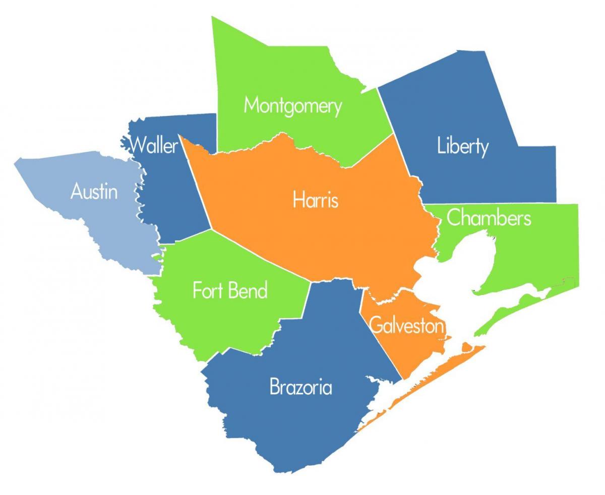 apskrities žemėlapis Houston