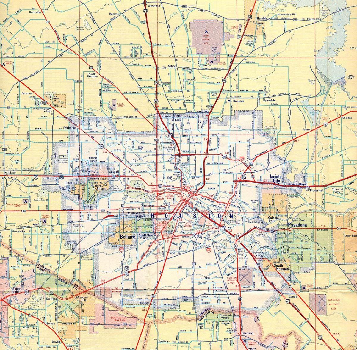žemėlapis Houston greitkelių