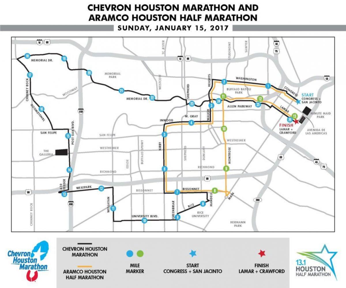 žemėlapis Houston maratonas