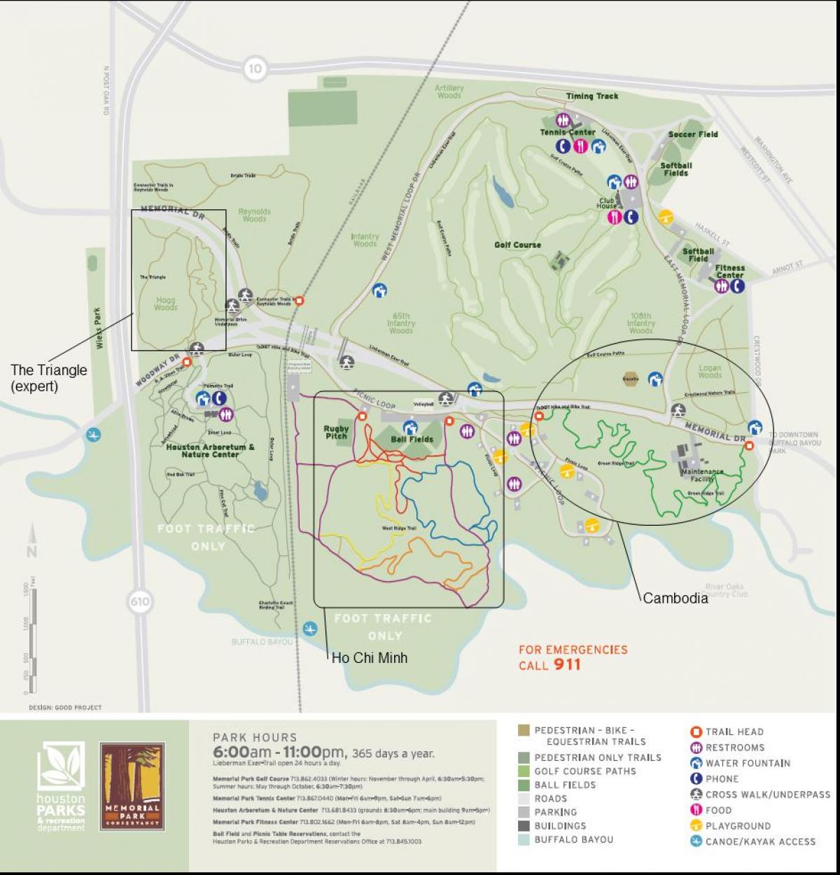 žemėlapis Memorialinis parkas Houston