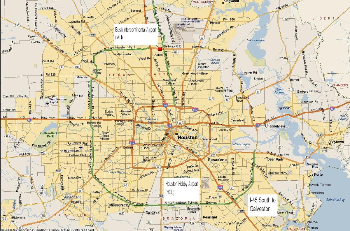 žemėlapis Houston metro zona
