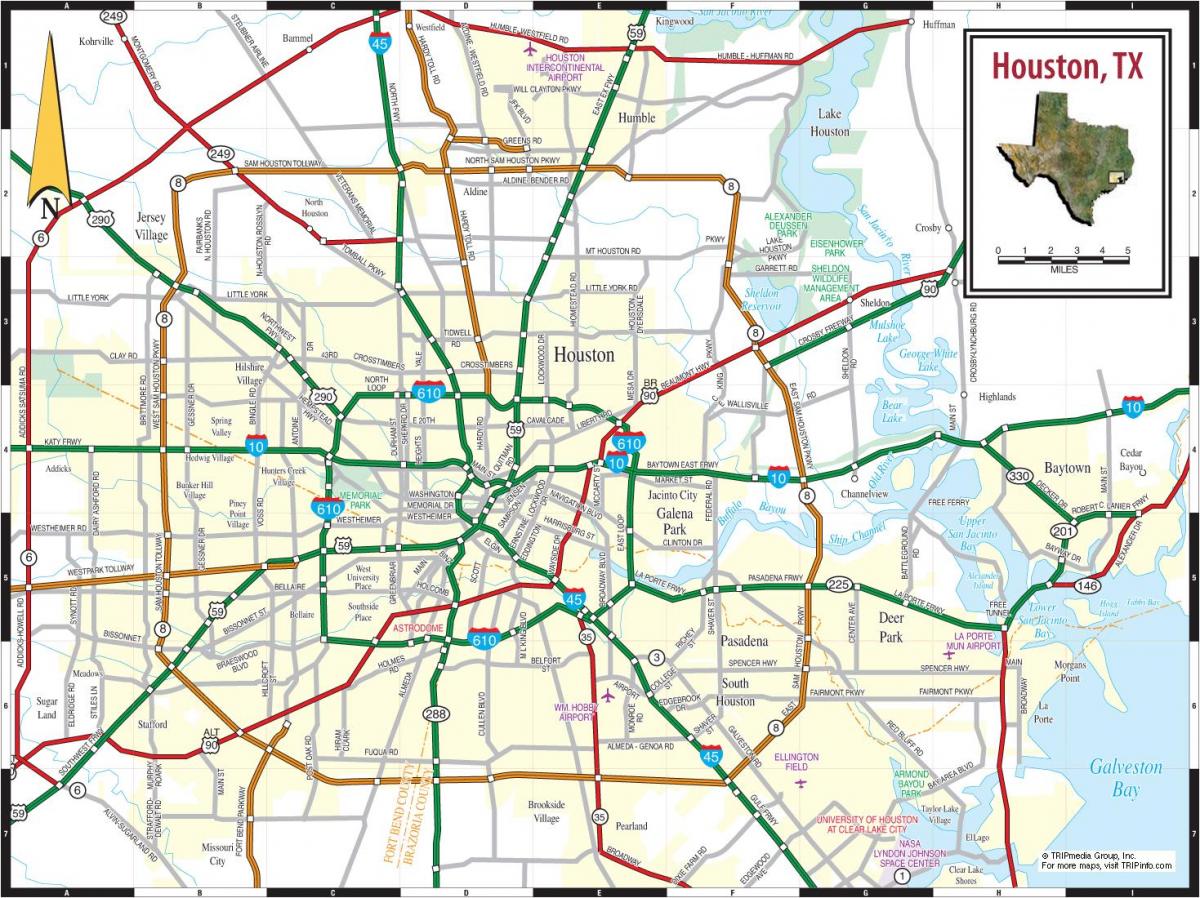 žemėlapis Houston texas