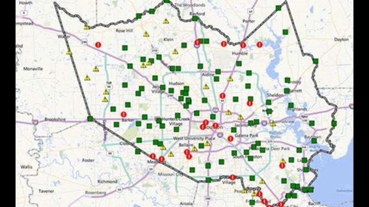 žemėlapis iš užtvindytų teritorijų, Houston