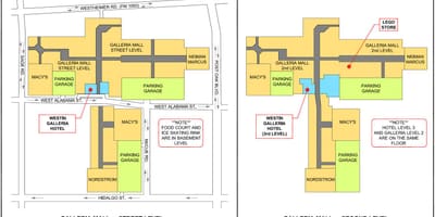 Houston Galleria mall žemėlapyje