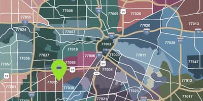 Pagrindiniai žemėlapio Houston
