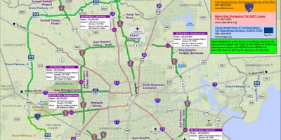Žemėlapis Houston mokamų kelių