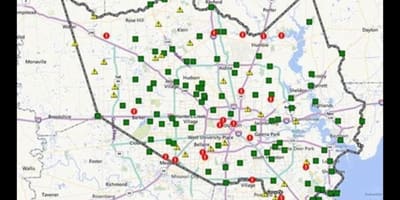 Žemėlapis iš užtvindytų teritorijų, Houston