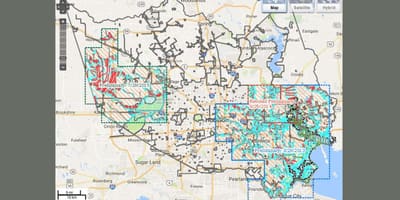 Potvynis žemėlapį, Houston