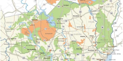 Žemėlapis sam Houston nacionalinės miškų